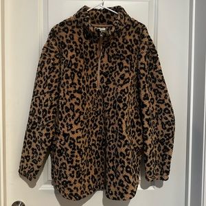 Maurice’s Leopard Print Sherpa Quarter Zip